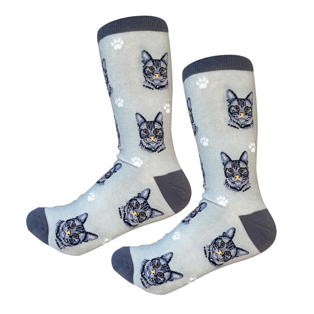 Tabby Cat  - Fun Unisex Socks - Crazy Pet Lover - Novelty Sock